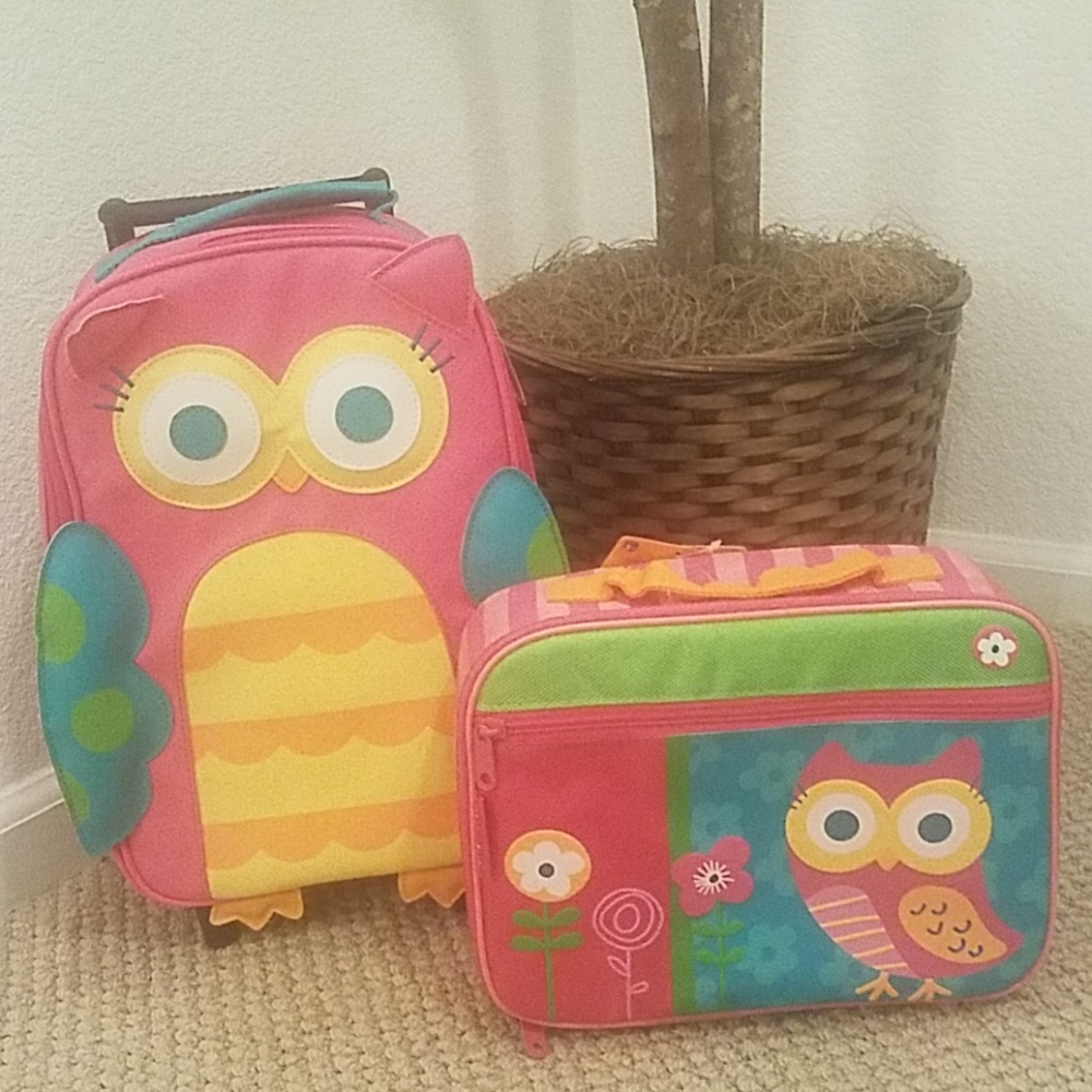 Stephen Joseph Owl Rolling Backpack & lunchbox